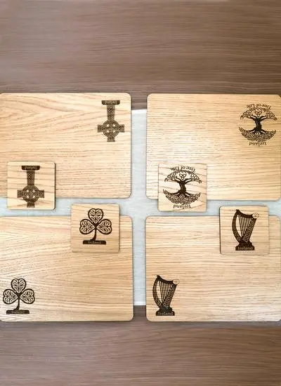 Irish Oak Coasters and Placemats Set